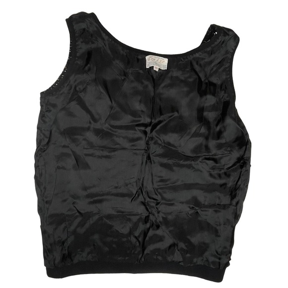 Vintage Sleeveless Sweater - Cyn Les Hand Beaded Sequin Rosette Black - Size 36 - Picture 3 of 11